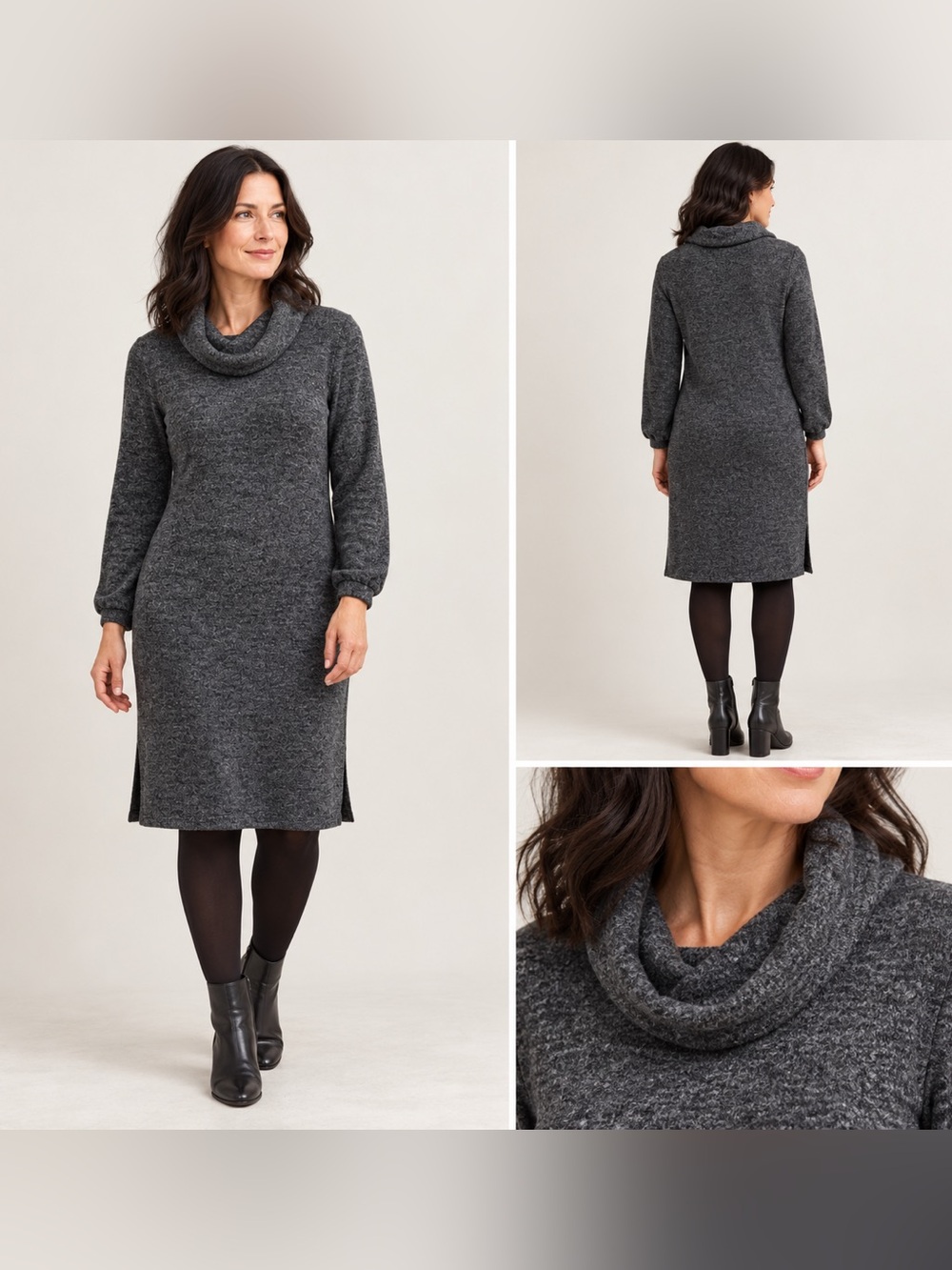 NEW Banana Republic Charcoal Cowl Neck Sweater Dress size S